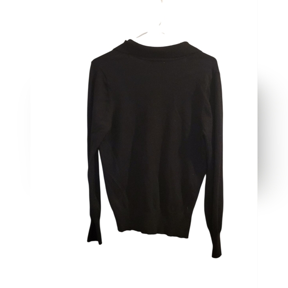 Liz Claiborne Collared Black Long Sleeve Sweater Size M - Picture 2 of 2